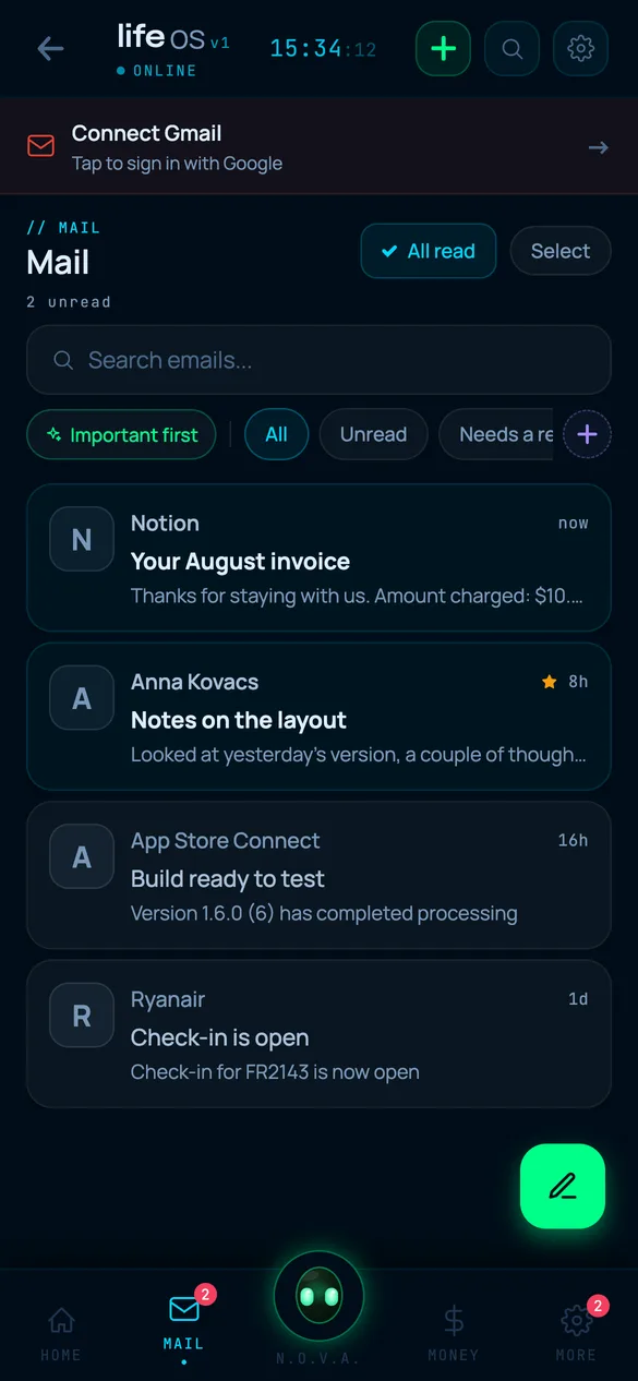 Mail: messages with filters and search